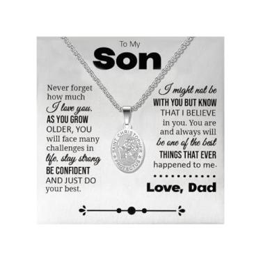 Imagem de 72ore Colar de presente para filho, corrente de prata, pingente religioso, colar de proteção para homens, joias inspiradoras de aniversário, presentes para filho do pai, Sem Pedra Preciosa