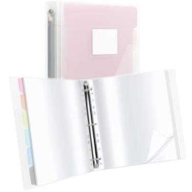 Imagem de Uquelic Fichário transparente de 50 bolsos com mangas de plástico para tamanho carta/A4 (28 cm x 21,6 cm), organizador de documentos para documentos, certificados e obras de arte, páginas divisórias