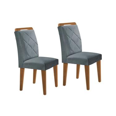 Imagem de Kit 2 Cadeiras de Cozinha Melissa 2 Un Madeira Capuccino/Suede Grafite - Rufato