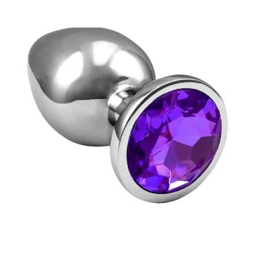 Imagem de Plug Anal Aço Inoxidavel Cromado Prateado Lilás