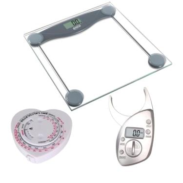 Imagem de Balança Digital + Adipômetro + Fita Antropométrica Kit Avalição Física Profissional e Acadêmico