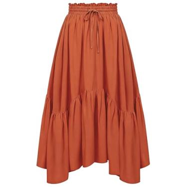 Imagem de PARTTELY Fantasia renascentista feminina, saia maxi renascentista rodada com bolsos espartilho cinto para Halloween