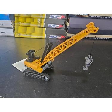 Imagem de Kit Máquinas Construção Miniatura Escavadeira Retroescavadeira Rolo Compressor Brinquedo Veículo Construção Infantil 1:70 Plástico Metal (Só Guindaste)