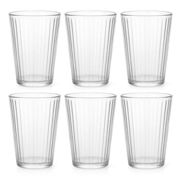 Imagem de Jogo de Copos de Vidro 300ml Kit 6 Peças Transparente Clean Resistente Base Reforçada Ideal para Água Suco Refrigerante Uso Diário Cozinha Mesa Posta (Canelado, 300ml, Canelado)