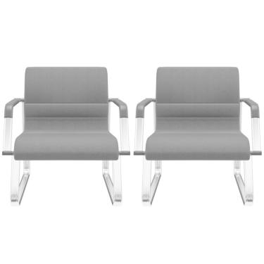 Imagem de Kit 02 Cadeiras De Escritório Recepção Fixa Pés Cromado Lev P03 Crepe Preto - Lyam Decor