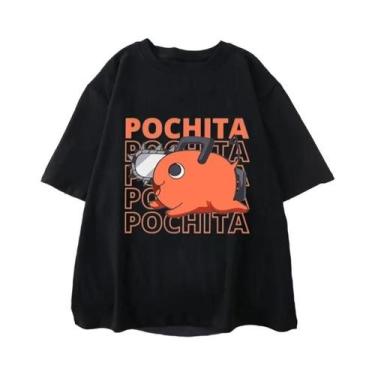 Imagem de Pochita engraçado anime impressão manga curta camiseta, blusa solta ca