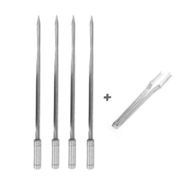 Imagem de Kit Inox Espeto Espada 50cm Com Pegador De Carnes, Churrasco - INOX LA