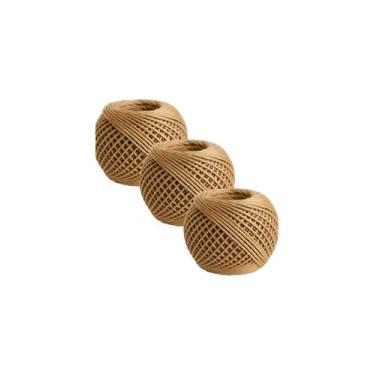 Imagem de Kit com 3 Fio cordão barbante rami 2mm rolo sisal juta aprox 90 mts