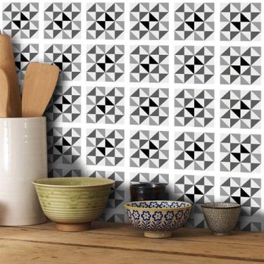 Imagem de Adesivo Destacável Azulejo para Cozinha Delta Preto - TaColado, 10 x 1