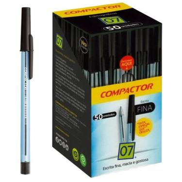 Imagem de Caneta Compactor 0.7 Preta - Cx C/ 50 Transparente