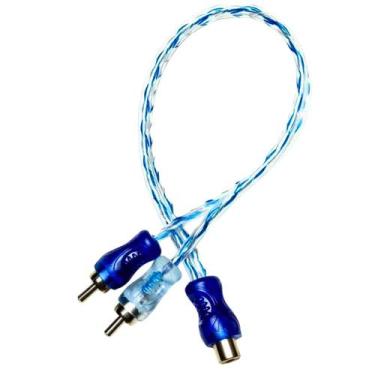 Imagem de Cabo RCA Y Cobre Blindado Espiral Plug Metal Módulo Som Automotivo Con