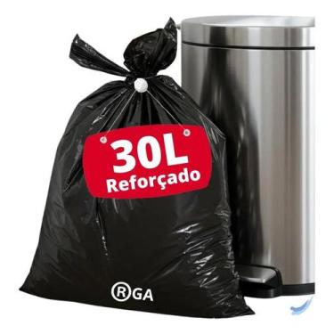 Imagem de Saco De Lixo Reforçado 30 Litros Com 100 Unidades Preto RGA - Congratu