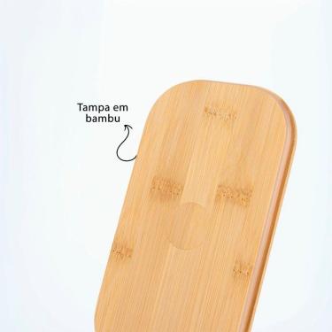 Imagem de Lancheira Plástica 700ml Com Tampa De Bambu Com Elástico Lilás