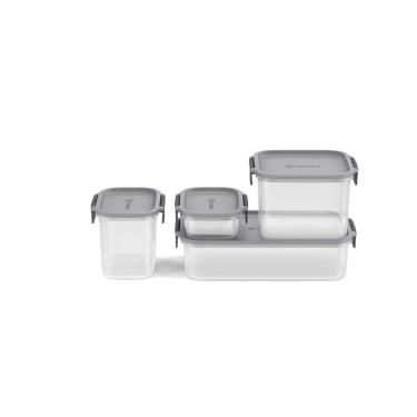 Imagem de Potes Herméticos De Plástico Electrolux Cinza 4 Unidades Empilháveis Modulares
