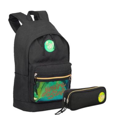Imagem de Kit Mochila Grande e Estojo 2 Compartimentos Capricho Candy - Preto