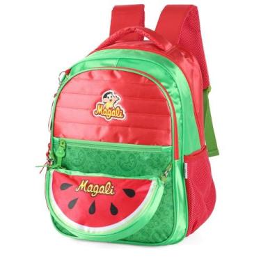 Imagem de Mochila de Costas Escolar Magali Melancia com Pochete -, Vermelho