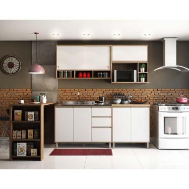 Imagem de Cozinha com Bancada Gourmet Armários Balcões e Nicho Micoondas Luciane Móveis