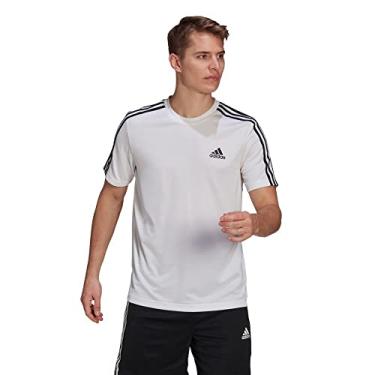 Imagem de Camiseta Adidas Essentials 3-Stripes Branca Preta - Masculina - G - Branco