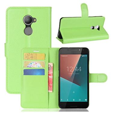 Imagem de Capa Vodafone Smart N8, capa carteira flip de couro PU premium com compartimento para cartão, suporte e fecho magnético [capa interior à prova de choque de TPU] Compatível com Vodafone smart N8
