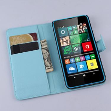Imagem de Capa carteira Microsoft Lumia 640, carteira flip de couro PU premium com compartimento para cartão, suporte e fecho magnético [capa interior à prova de choque de TPU] Compatível com Microsoft Lumia