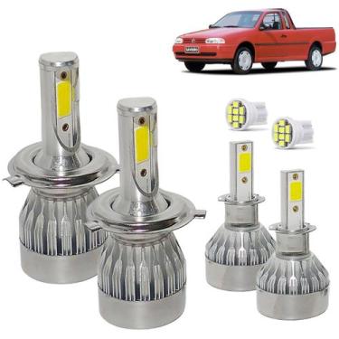 Imagem de Kit Super Led Saveiro G2 1998 a 2000 Farol Alto e Baixo H4 + Milha H3 