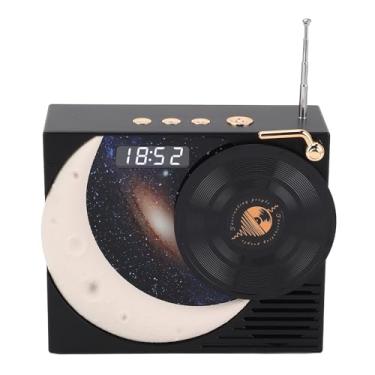 Imagem de Alto-falante Bluetooth retrô, Alto-falante Vintage Sem Fio Com Display de Relógio e Luz Ambiente, Som Surround de 360 ​​graus, Estação de Rádio Portátil Com Alto-falante (Preto)
