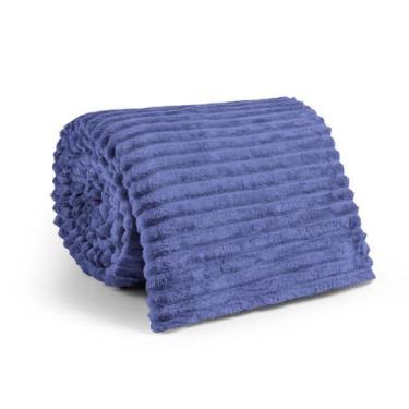 Imagem de Cobertor Manta Casal Canelada Soft - 2,00 X 1,80 - JGM, Azul Marinho