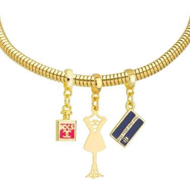 Imagem de Pulseira Moda Berloque Banhado a Ouro 18k - Work Semijoias, 14 cm (pul