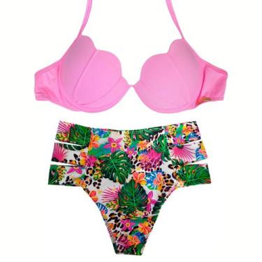 Imagem de Biquíni Sereia Concha Com Bojo Cintura Alta Moda Praia Feminino Lançam