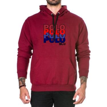Imagem de Moletom Masculino Algodão Flanelado Capuz Bolso Canguru - Polo Blu, P,
