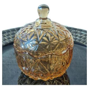 Imagem de Potiche Bomboniere Vidro Âmbar Tampa Requinte 13X11 - Vacheron