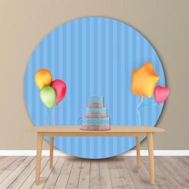 Imagem de Painel Redondo em Jacquard Azul Bebê Celeste Listrado - Jacquard Tradi