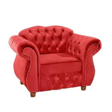 Imagem de  Duas Poltronas Chesterfield Merlo - Suede Vermelho / decoração, sala 