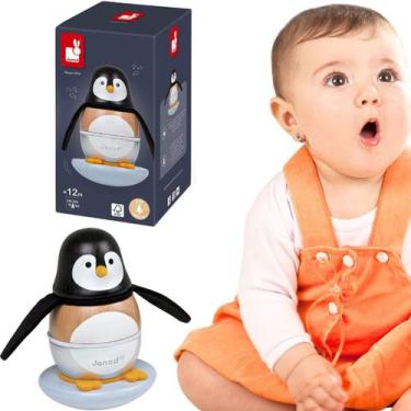 Imagem de Pinguim de Empilhar Brinquedo Infantil Encaixar 7 pcs Janod