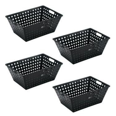 Imagem de Kit 4 Cestas Caixas Organizadoras Gg 39x30x17 Amazenamento - Coza, Pre
