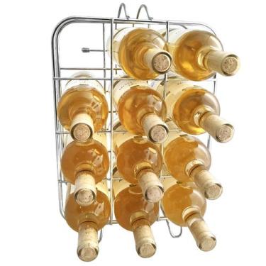 Imagem de Suporte Adega Porta 12 Garrafas Vinho Chão Bancada Cromada - Utimil