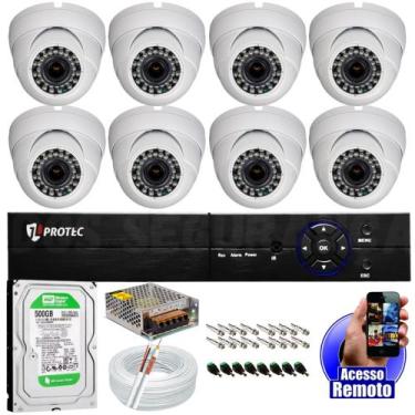 Imagem de Kit Segurança Cftv 8 Câmeras Fullhd 1080p Dvr Cloud Completo + HD 500G