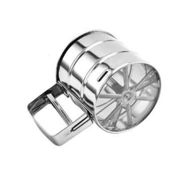 Imagem de Polvilhador Peneira Inox Com Gatilho Manual para Farinha Açúcar Tapioc