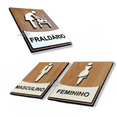 Imagem de Placas banheiro wc decorativas em mdf 6mm + FRALDÁRIO - JJ