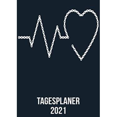 Imagem de Tagesplaner 2021: DIN A4 Kalender von 01/2021-12/2021 1 Tag = 1 Seite mit großem Tageskalender und großartiger Übersicht. Monatsübersicht, ... / Fahrrad Kette Heartbeat Herzschlag