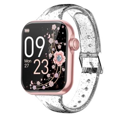 Imagem de Lamshaw Pulseira feminina para relógio inteligente AKUMAKA, 22 mm, pulseira esportiva transparente de silicone macio, compatível com relógio inteligente AKUMAKA G39, T90, 209DK (para pulseira de