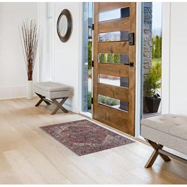 Imagem de Creative Home Ideas Tapetes de chenille estampados – para quarto, cozinha, sala de estar, entrada, corredor, sala de jogos – antiderrapante e lavável – 7,8 cm x 9 cm – Estampa Virginia – multicor