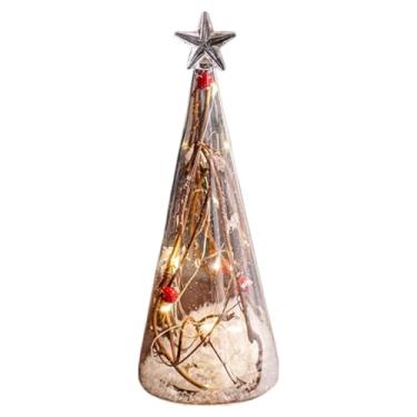 Imagem de Árvore de Natal de mesa, pequena árvore de Natal, Sinais de mesa de Papai Noel de Natal, Árvore de Natal iluminada, decoração de mesa de feliz Natal, decorações de feliz Natal para mesas
