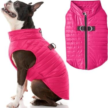 Imagem de Gooby Colete Puffer para cães - rosa, pequeno - blusão de vento com zíper ultrafino com coleira de anel D duplo - casaco de suéter para cães pequenos resistente à água - roupas para cães pequenos meninos ou cães médios