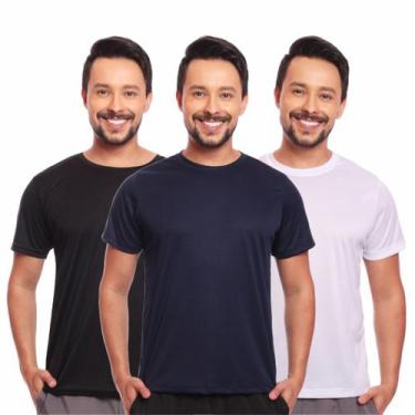 Imagem de Kit 3 Camisas Básicas Masculina Dry Fit Lisa Tradicional - MC Digital,