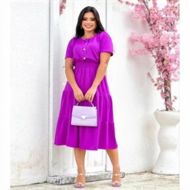 Imagem de Vestido Midi Plus Size Noemi Moda Evangélica Feminina - MISS FLOWER, F