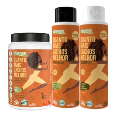 Imagem de Kit Quanto Mais Cachos Melhor Intense Griffus 2 Em 1 Creme Pentear 1kg Shampoo 500ml Condicionador 500ml