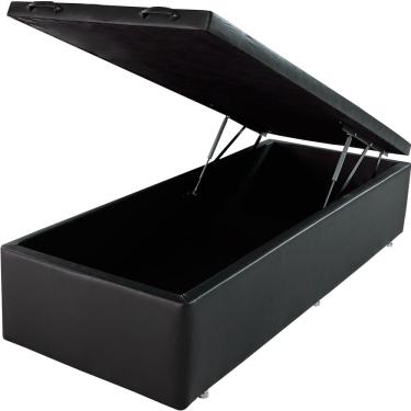 Imagem de Cama Box Baú Solteirão Resistente Premium Courano Preto 97x203x43 bf Colchões
