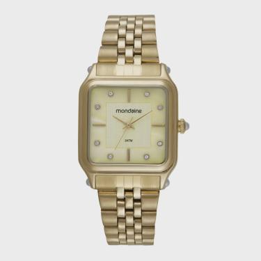 Imagem de Relogio Mondaine Feminino Ref: 32843lpmvde1 Retangular Dourado