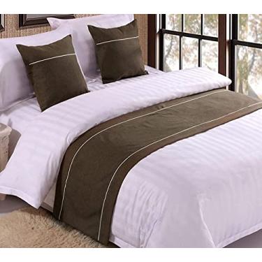 Imagem de Cachecol de corredor de cama de hotel para cama king size, luz de luxo, qualidade sólida, decoração de cama sem desbotamento, protetor de colcha, mantas macias para pés da cama, toalha de cauda para